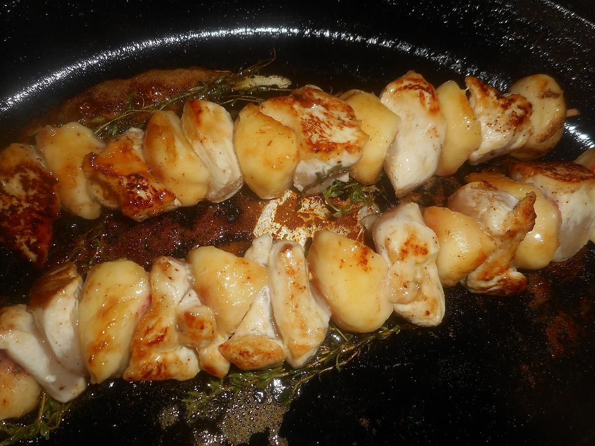 recette Brochettes de poulet aux peches