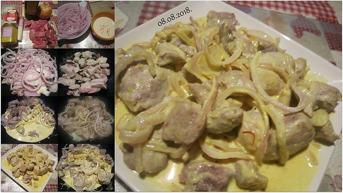 recette Sauté de porc à l'oignon rose et safran.