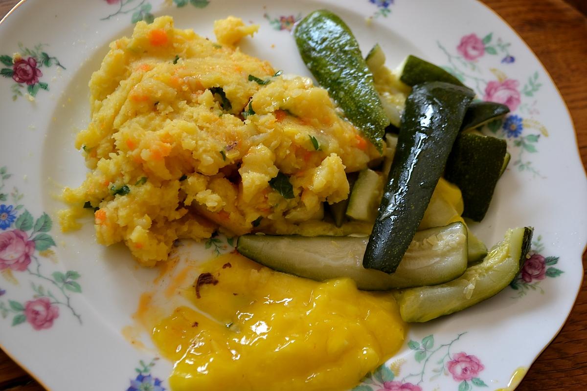 recette Purée pommes de terre-carottes et sauce aïoli