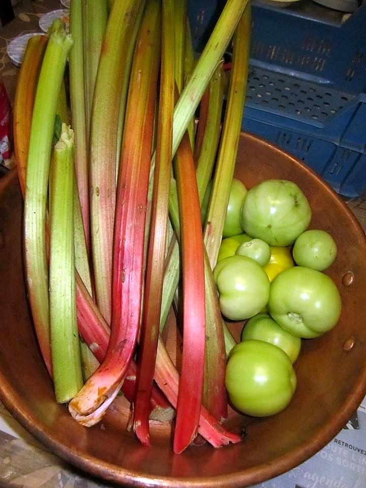 recette Confipote.rhubarbe.tomates vertes.pommes.