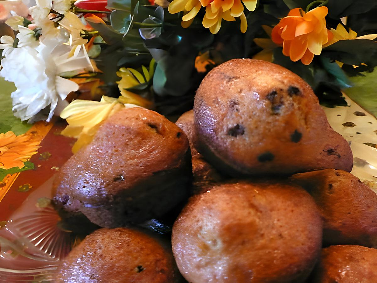 recette MUFFINS AUX PEPITES AUX CHOCOLAT ET AUX ECORSES D'ORANGE CONFITS