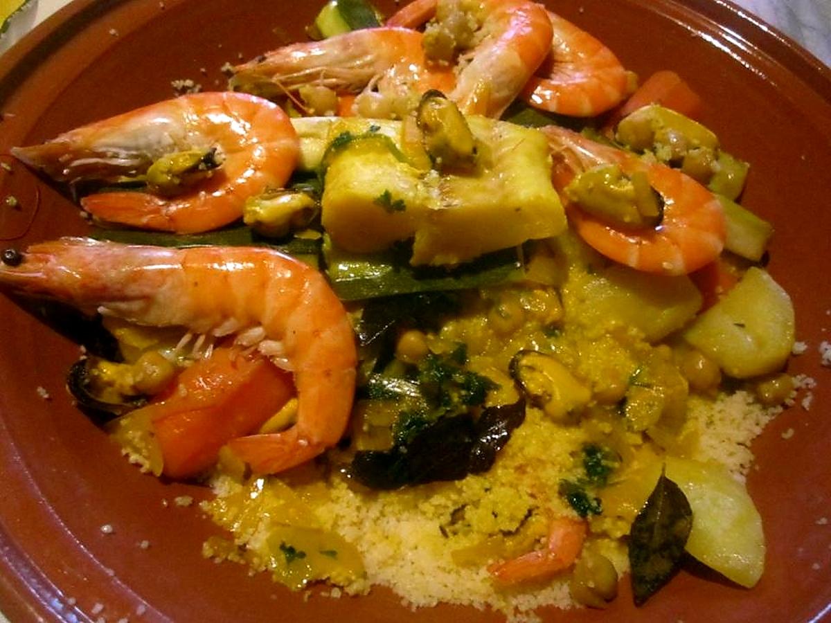 recette Couscous aux fruits mer et poisson.