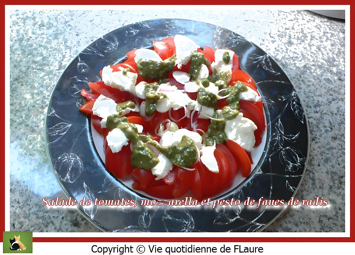 recette Salade de tomates, mozzarella et pesto de fanes de radis