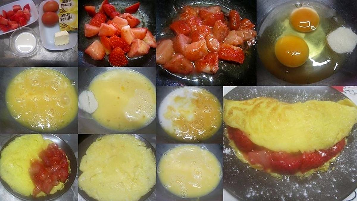 recette Omelette sucrée aux fraises.