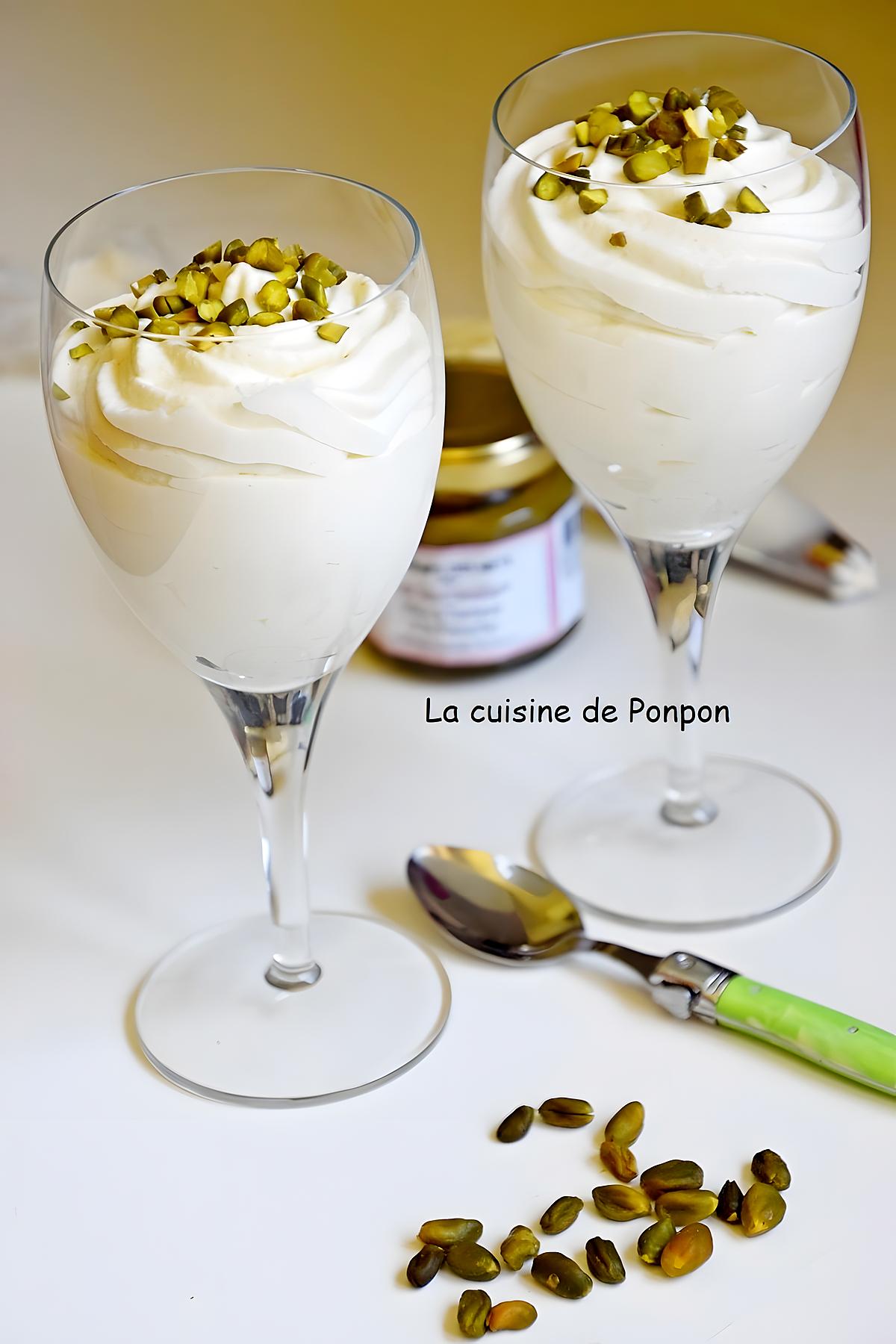 recette Mousse à la crème de pistache et blancs d'oeufs