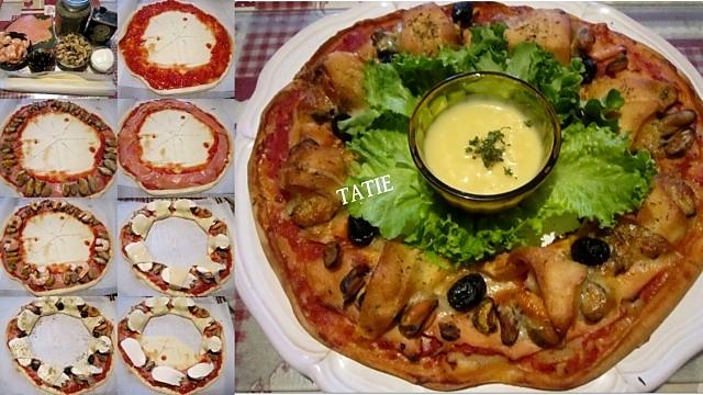 recette Couronne de pizza aux crustacés.poisson.mozzarella.