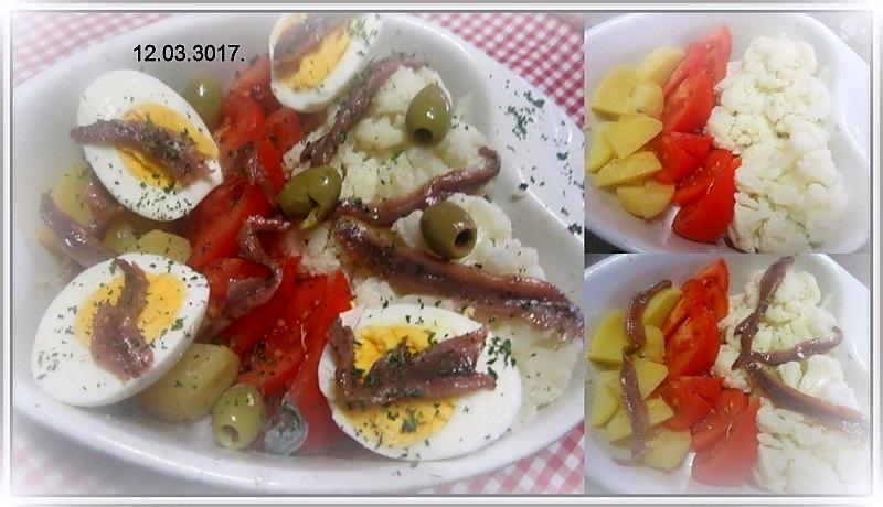 recette Plat entrée aux légumes et anchois.