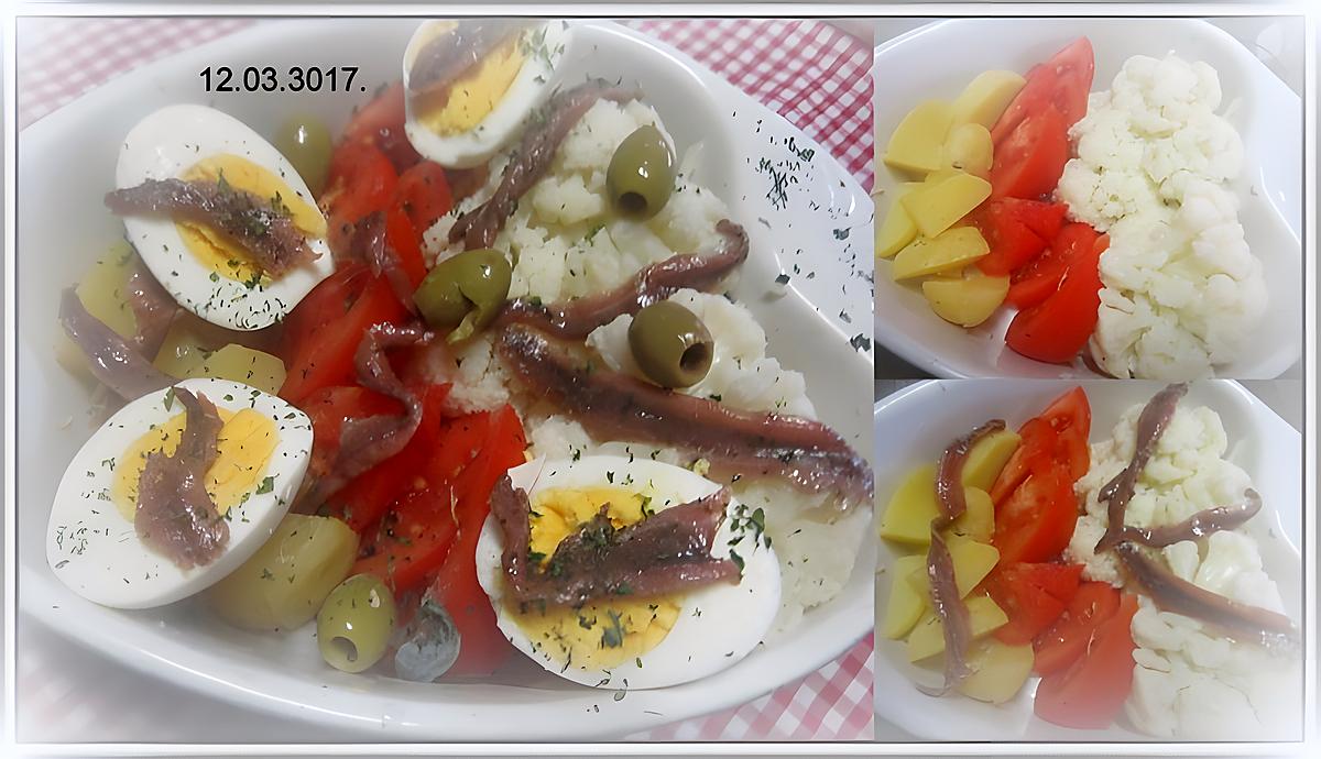 recette Plat entrée aux légumes et anchois.