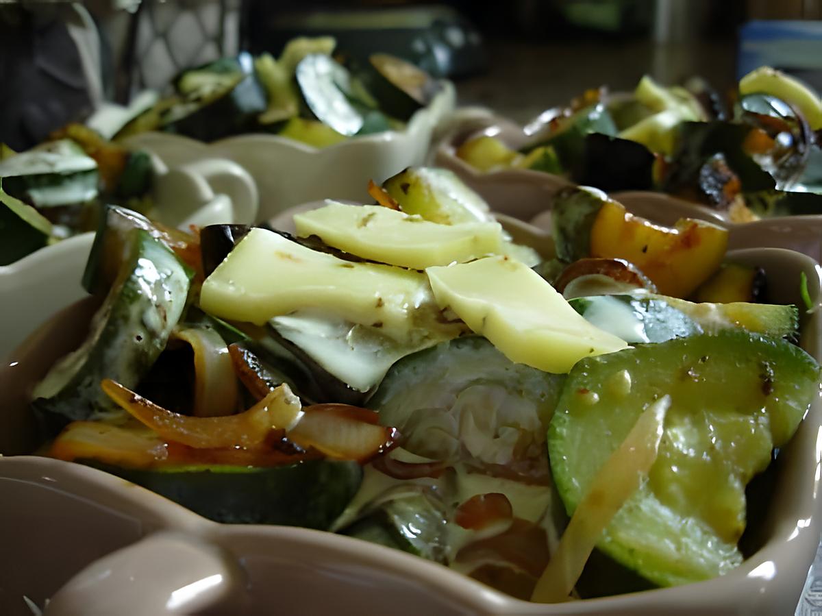 recette Gratin de courgettes croquantes au gouda au cumin.