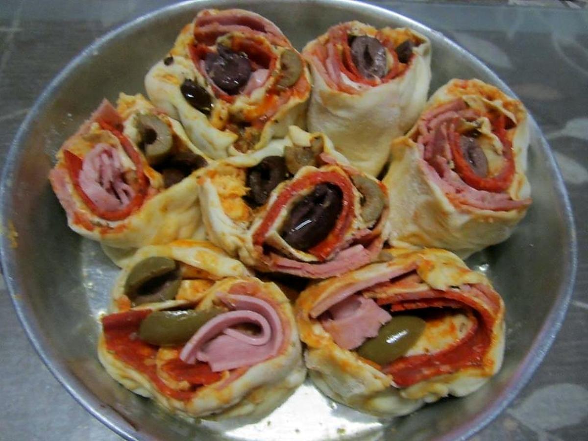 recette Pizza spirale.jambon.chorizo.mozzarella.