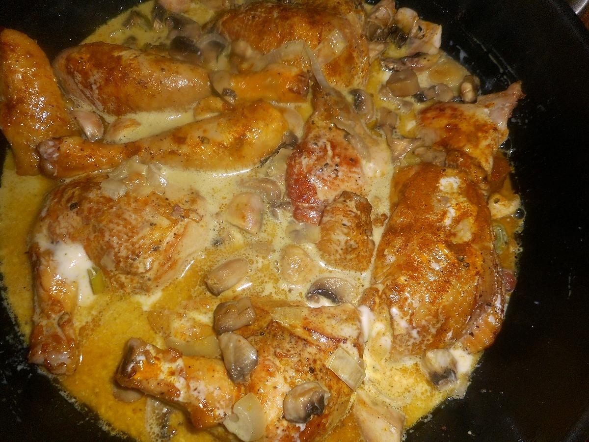 recette Poulet à la creme et aux champignons