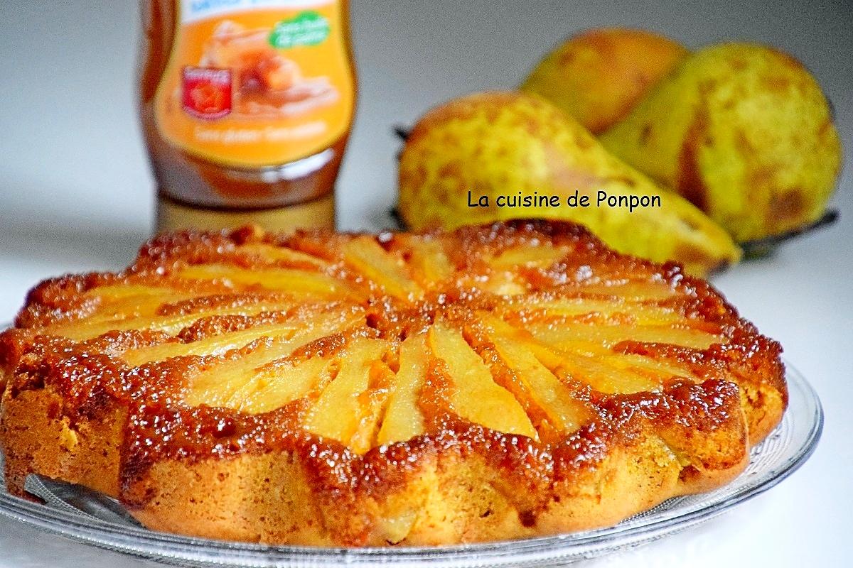 recette Gâteau renversé aux poires caramélisées et parfumé aux épices