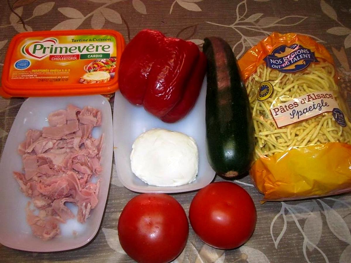 recette Spaetzle aux légumes.jambon.