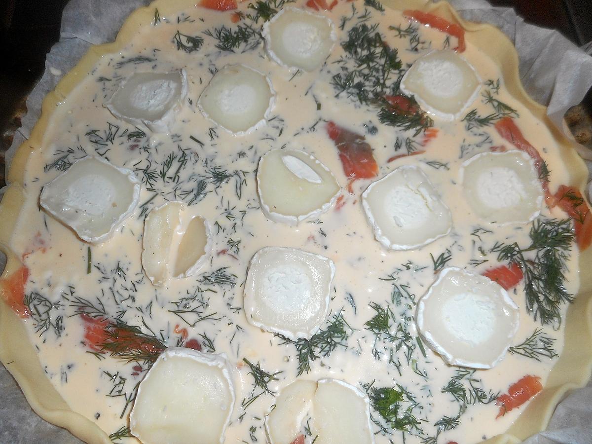 recette Quiche au saumon fumé,fromage de chévre et aneth