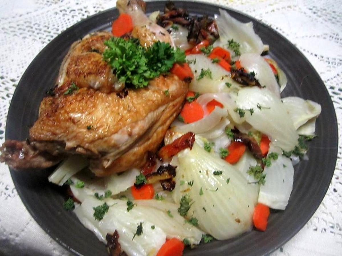 recette 1/2 poulet aux carottes et fenouil.