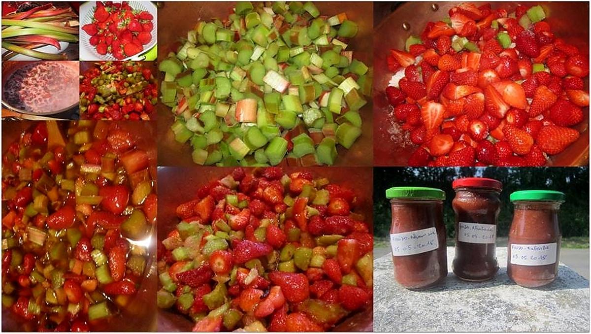 recette Confiture de fraises/rhubarbe vanillé.