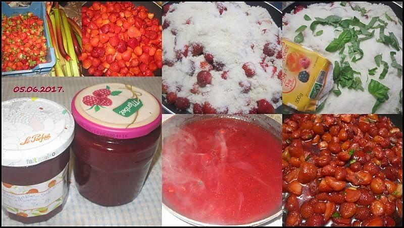 recette confiture fraises,rhubarbe.