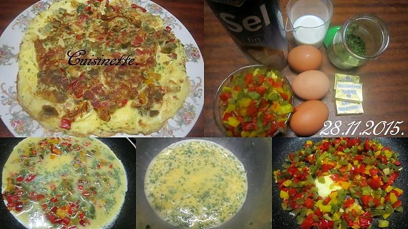recette Omelette aux poivrons tricolores.