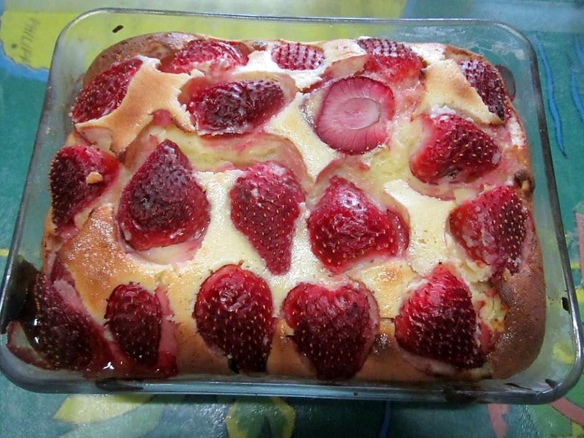 recette Clafoutis aux fraises & crème fraiche.