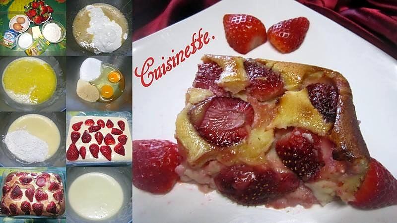 recette Clafoutis aux fraises & crème fraiche.