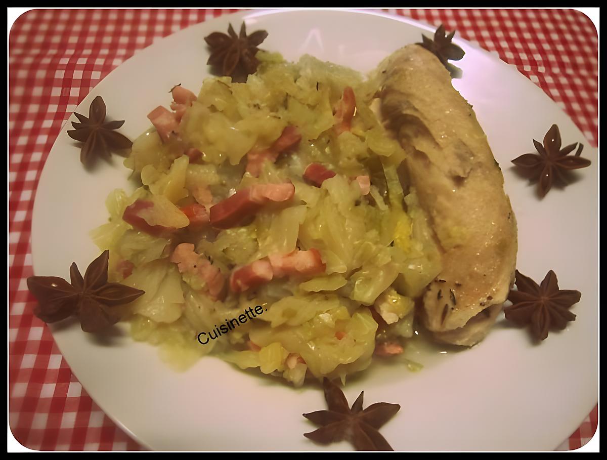 recette Boudins blanc au chou vert.