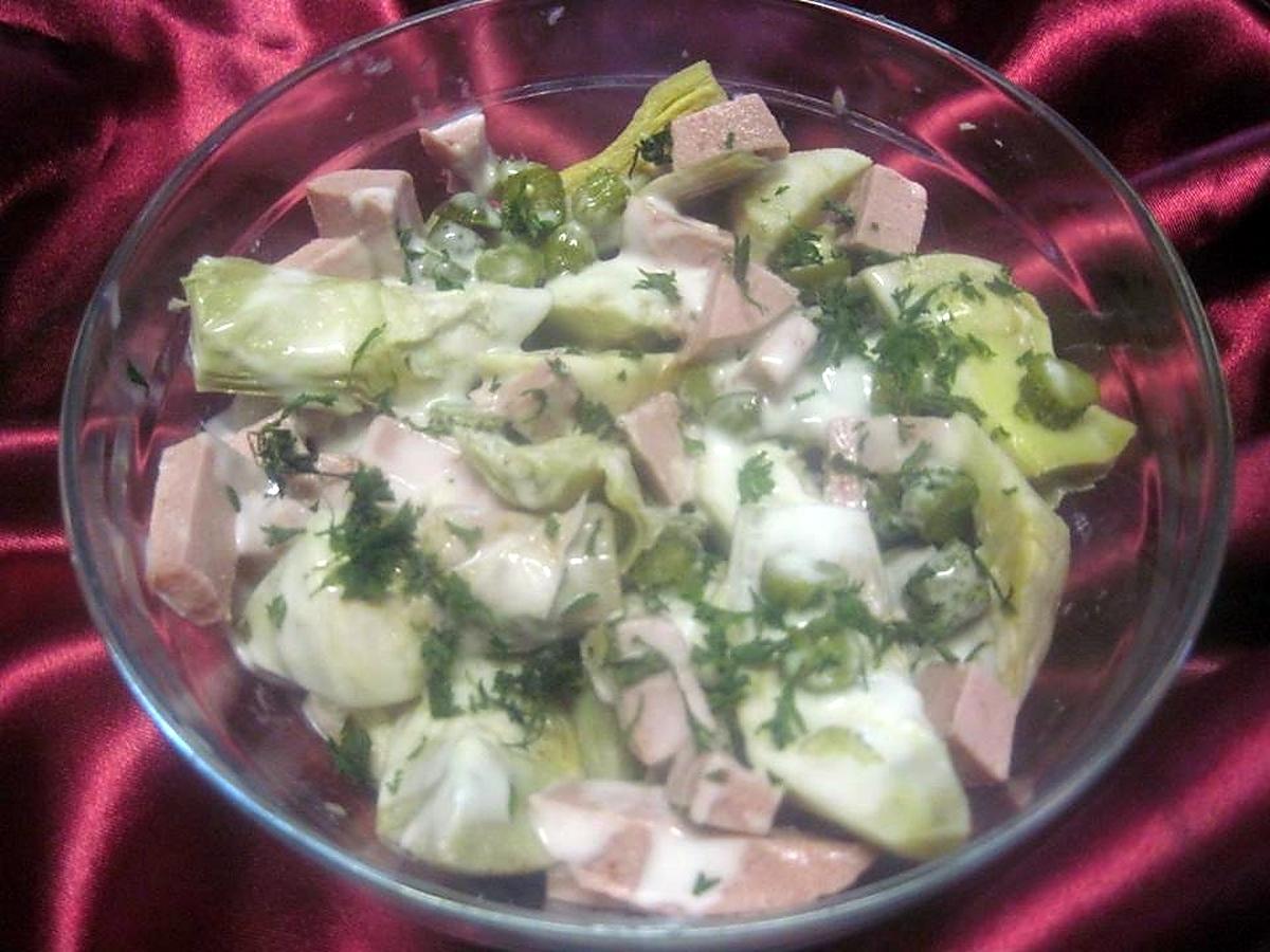 recette salade de cervelas et cœurs d’artichaut.