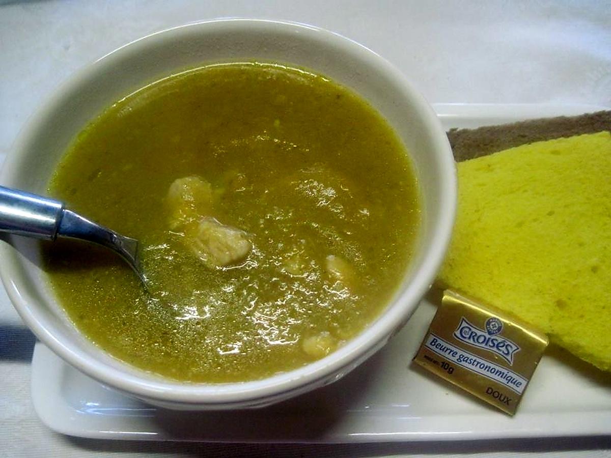 recette Soupe de légumes avec émincé de poulet.