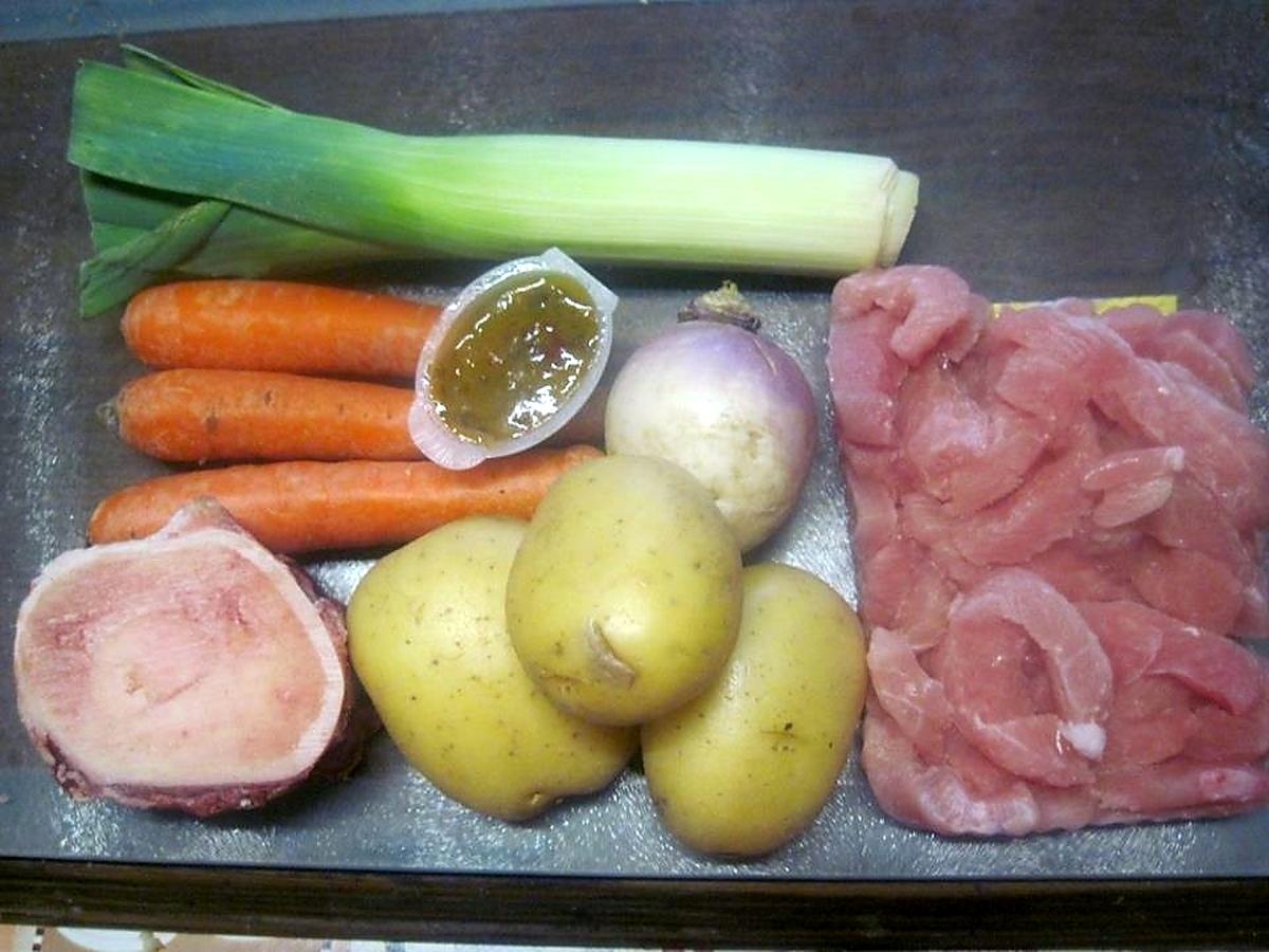 recette Soupe de légumes avec émincé de poulet.