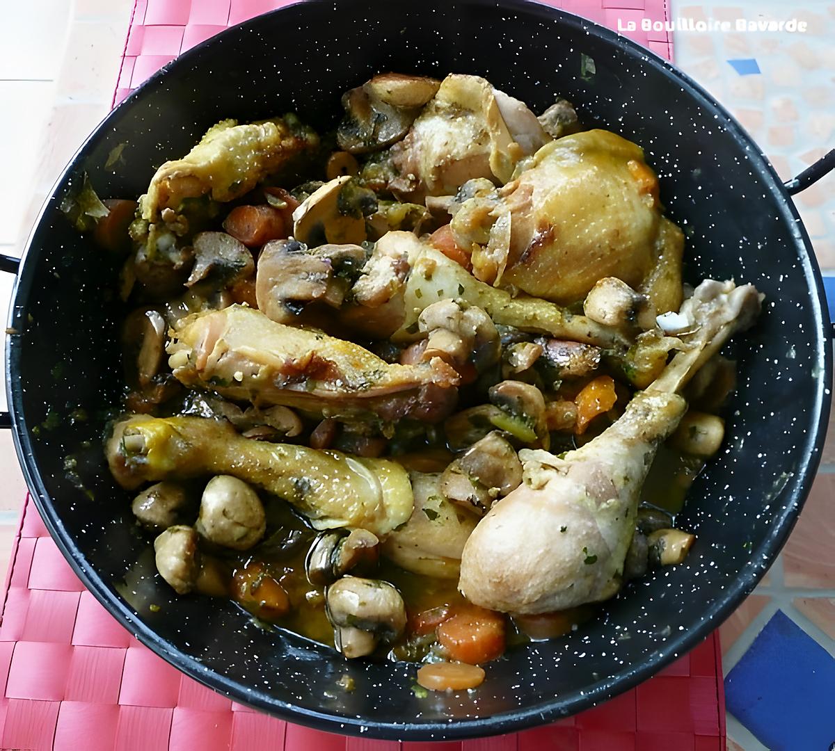 recette Fricassée  de poulet forestiére
