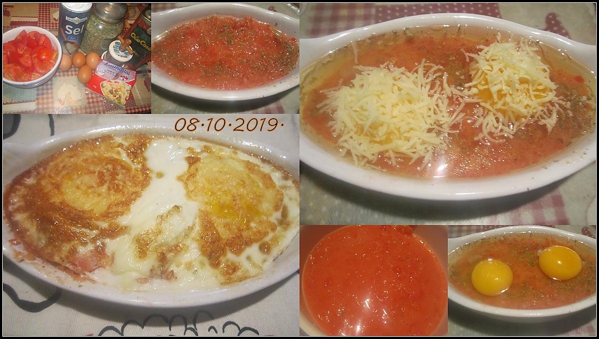 recette Barquettes aux œufs sur une sauce tomates gratinées.