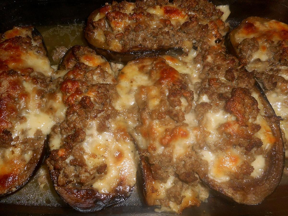 recette Aubergies farcies au veau et a la mozzarellla