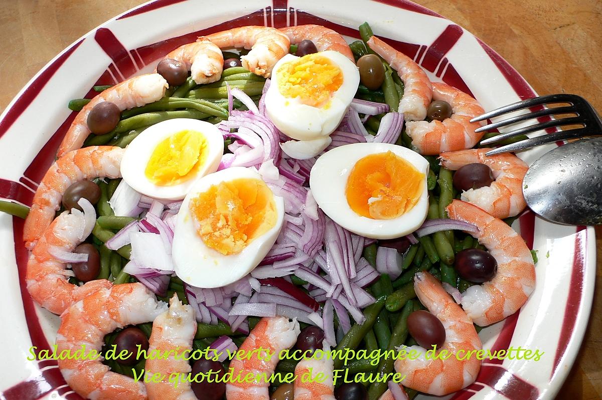 recette Salade de haricots verts accompagnée de crevettes