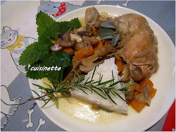 Recette de Cuisses de poulet aux champignons et riz.cookeo.
