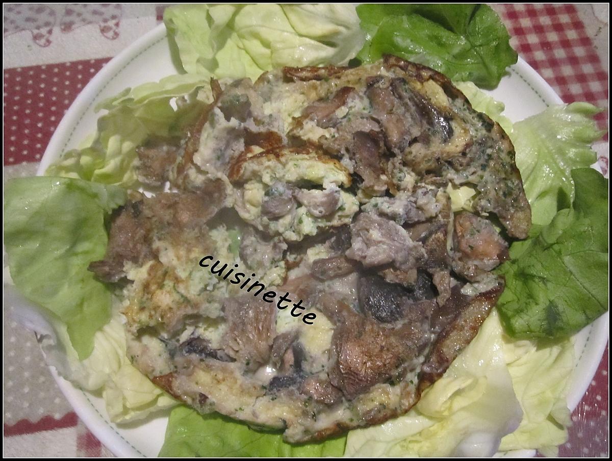 recette Omelette aux champignons des près.