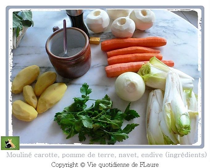 recette Mouliné carotte, pomme de terre, navet et endive
