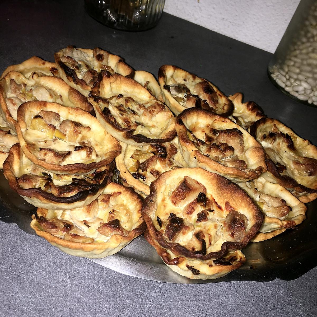 recette Tartelettes a la fondu de poireaux et a la dinde