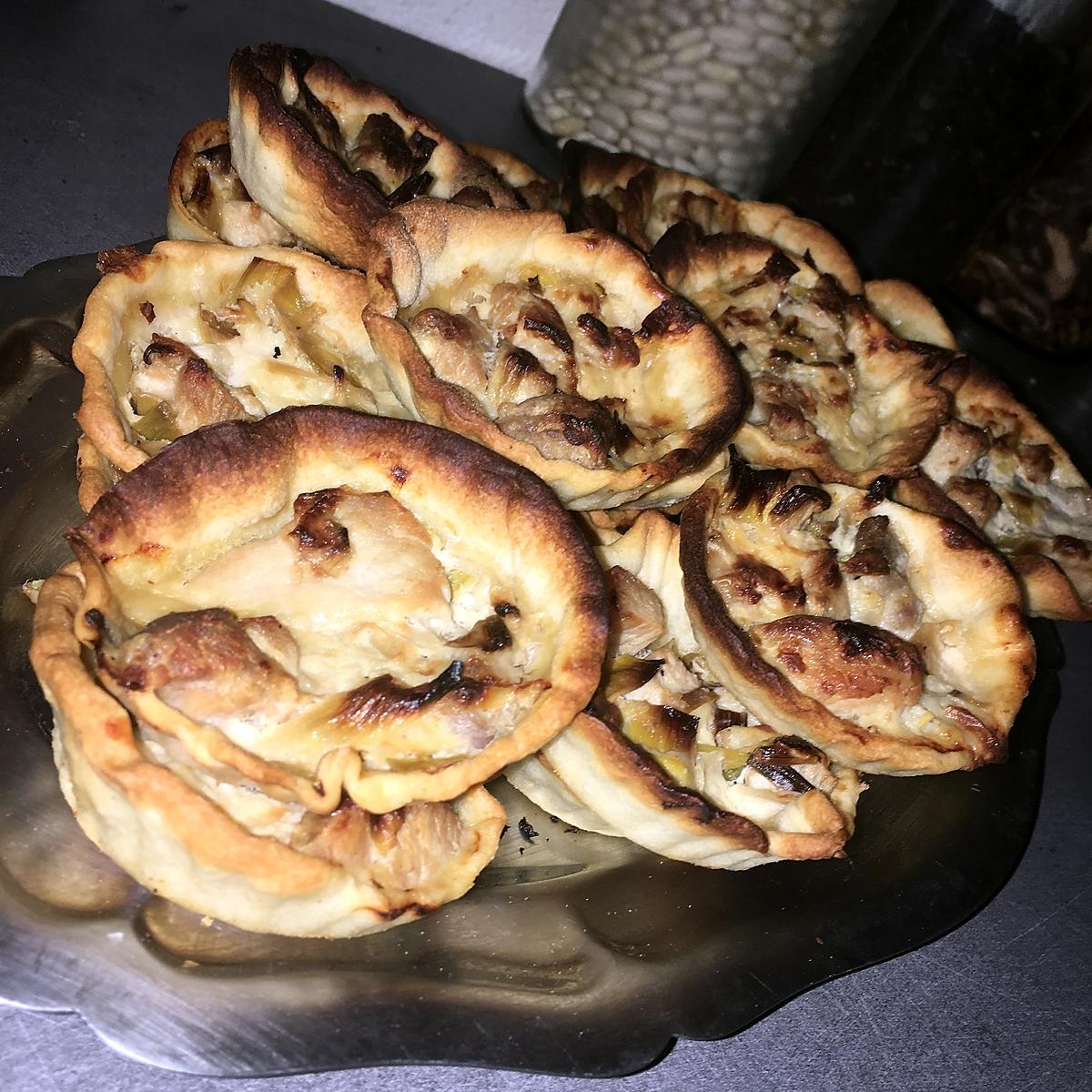 recette Tartelettes a la fondu de poireaux et a la dinde