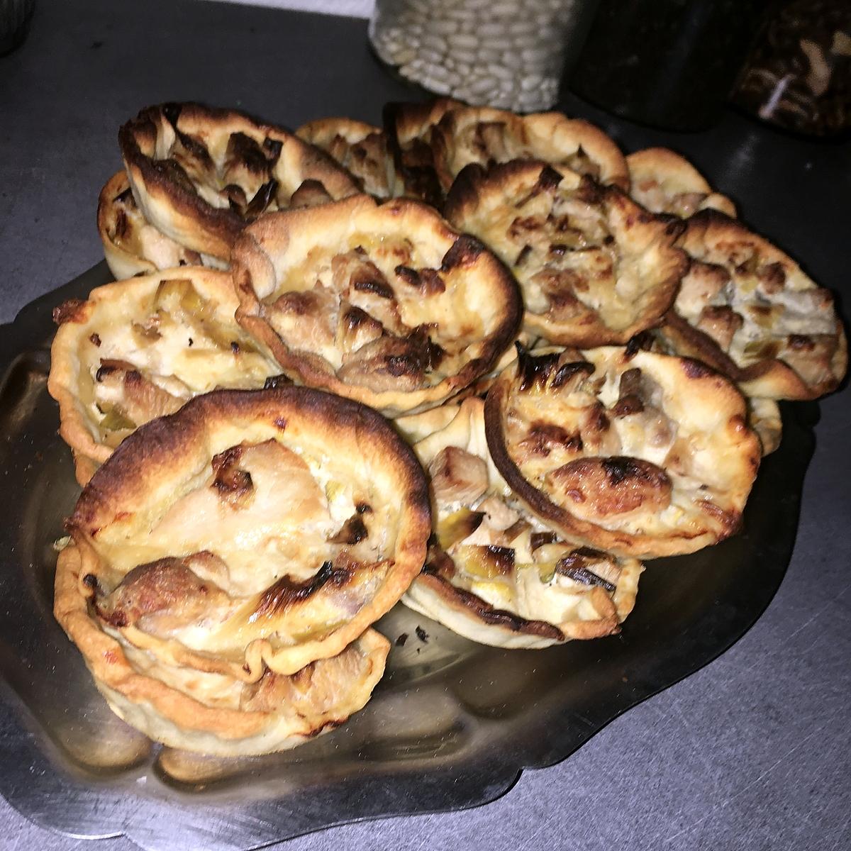 recette Tartelettes a la fondu de poireaux et a la dinde