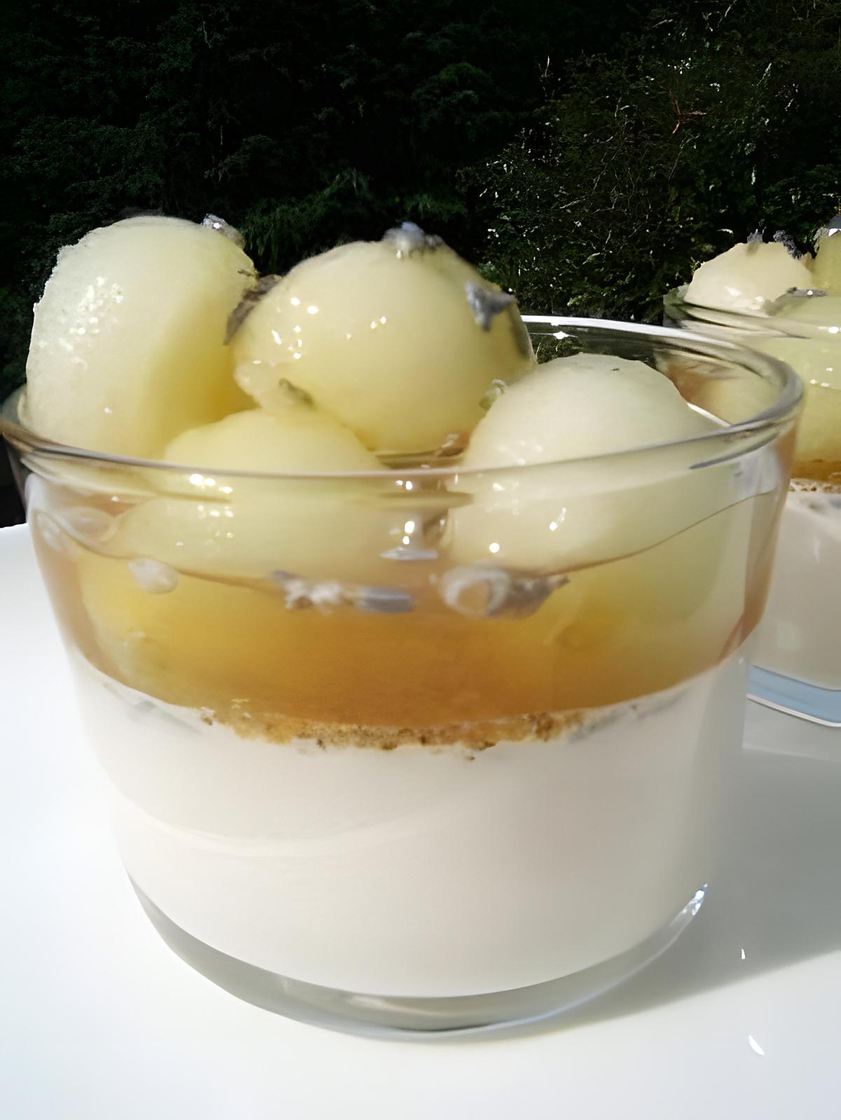 recette Panacotta à la lavande , miel et melon