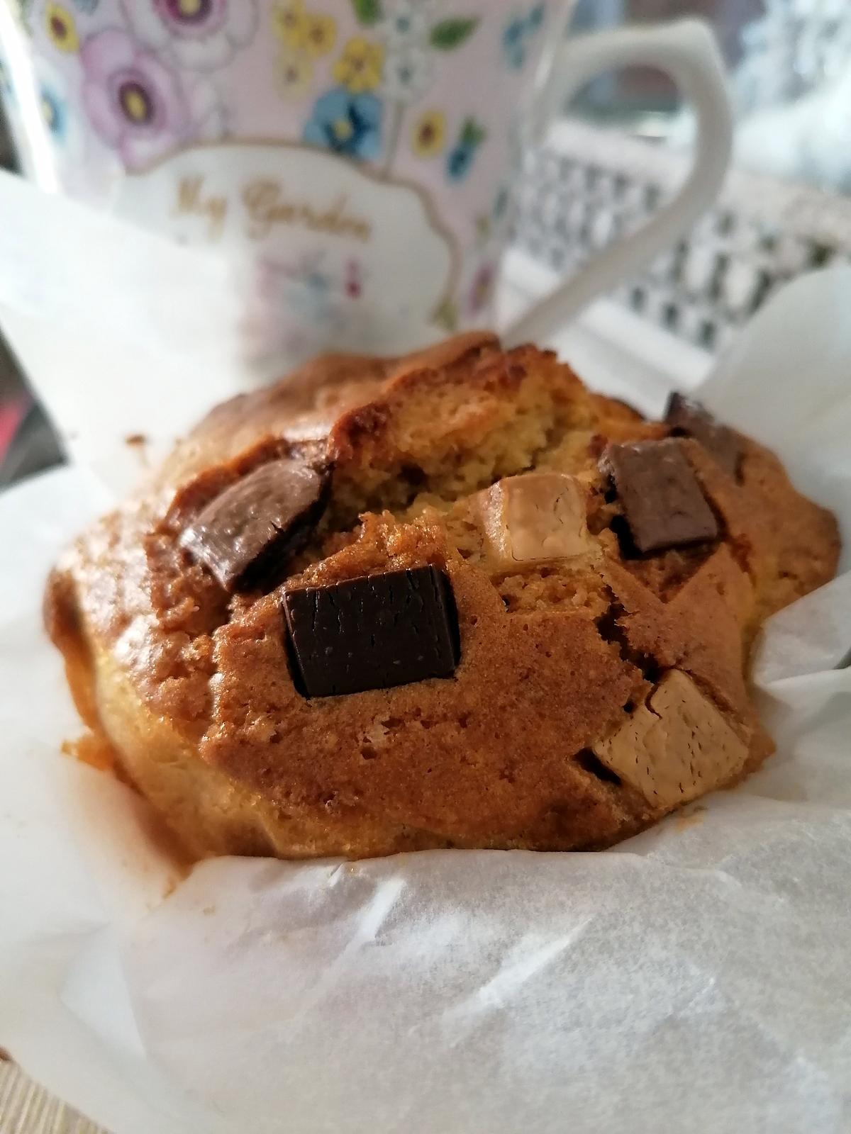 recette Muffins pépites 3 chocolats coeur nutella
