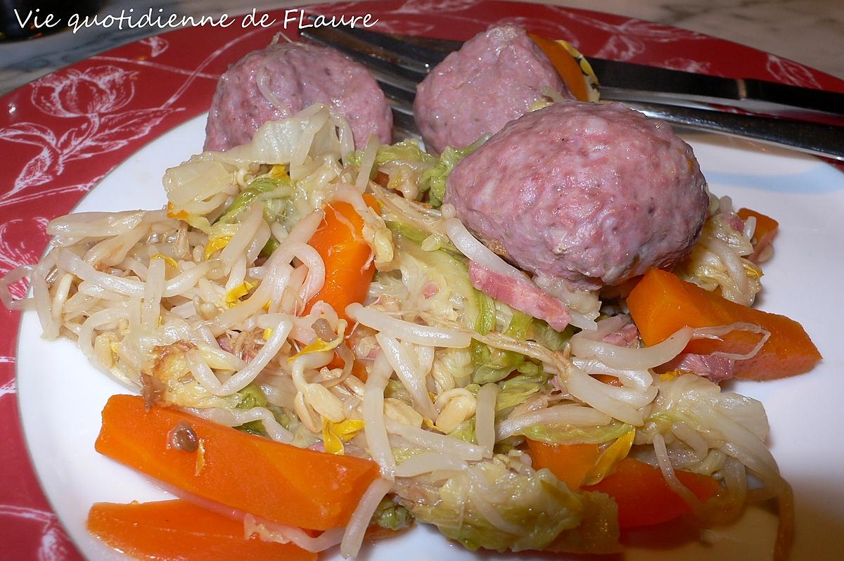 recette Chou chinois accompagné de boulettes de viande