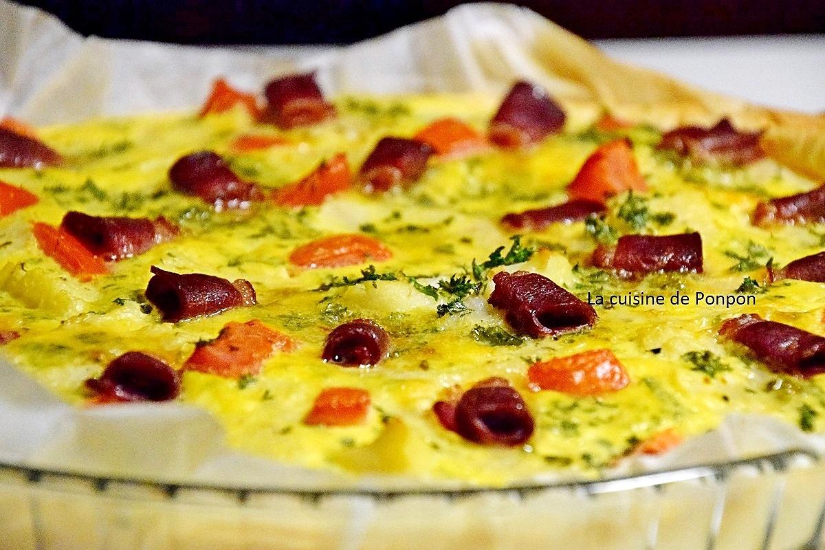 recette Tarte au chou-fleur et tomate garnie de magret de canard fumé