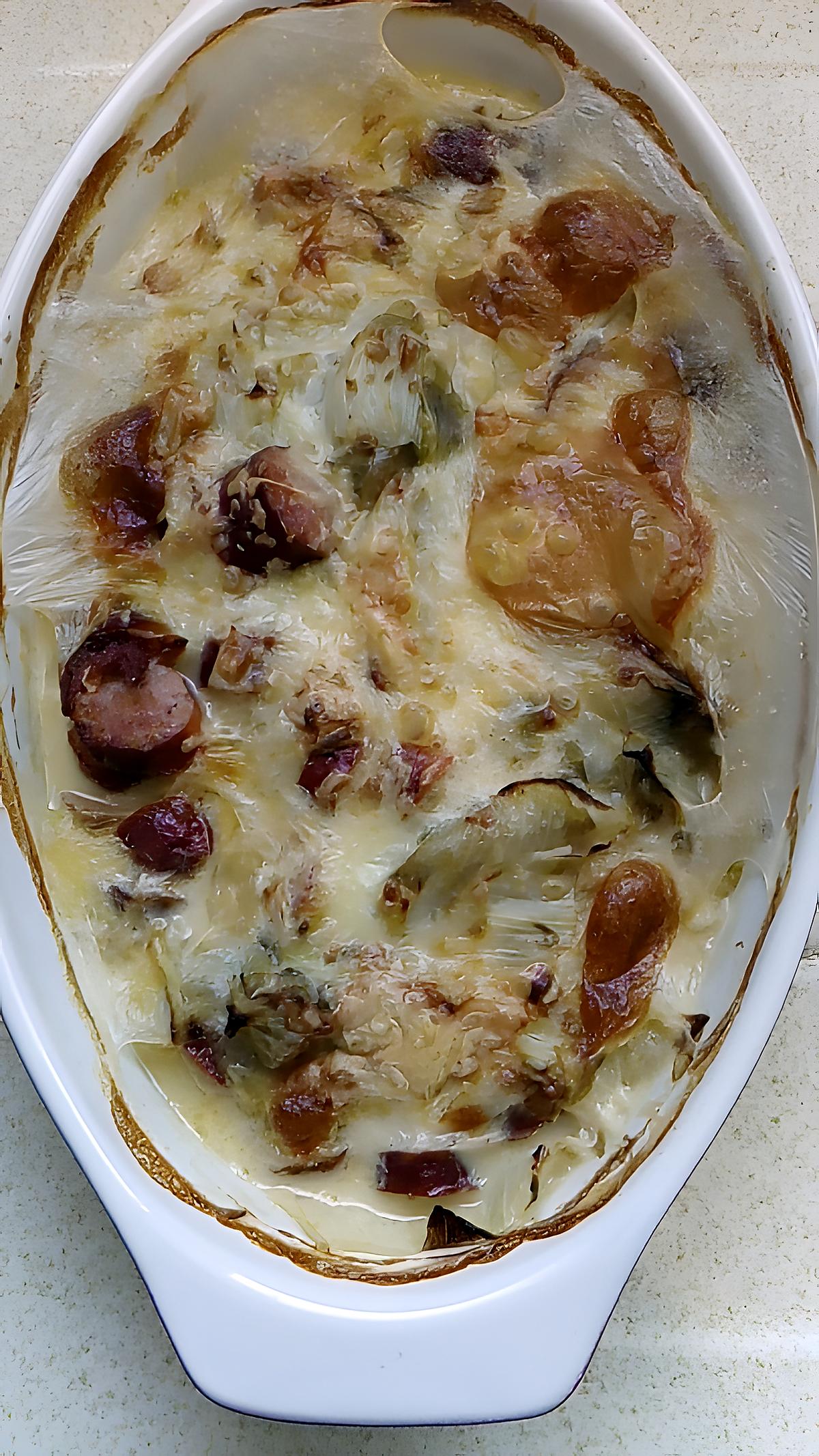 recette gratin endives saucisse fumé cancoillotte