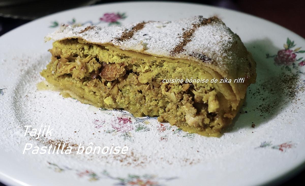 recette Tajik-Pastilla Bônoise, pigeons et noix