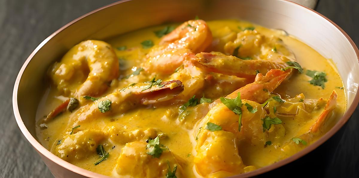 recette Crevettes au lait de coco et curry de Madras