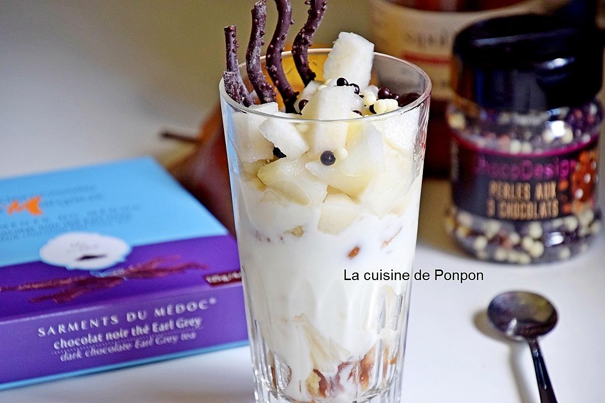 recette Verrine au yaourt, baba au limoncello et poire