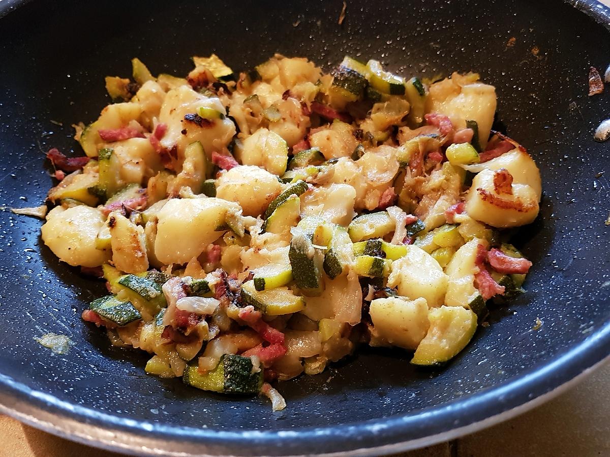 recette Ragout de pommes de terre, courgettes et lardons