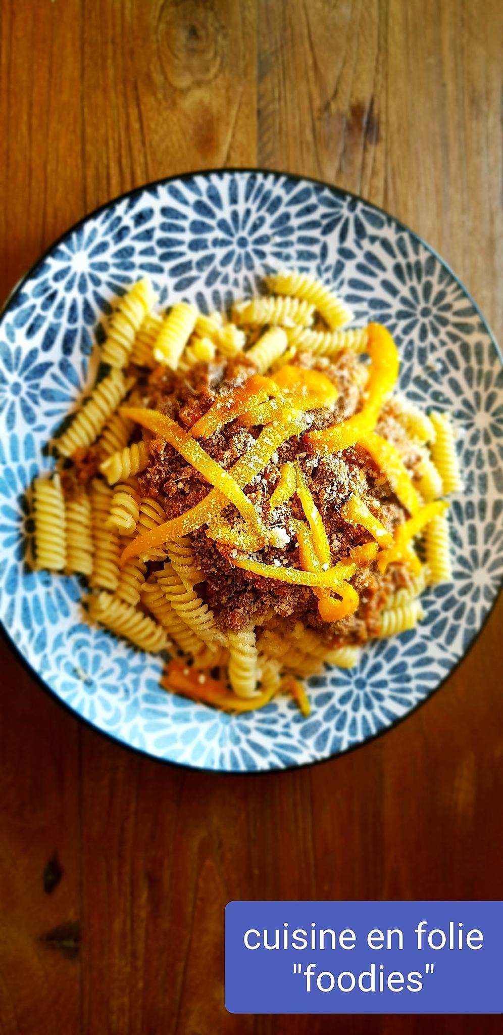 recette Bolognaise bœuf et foie de veau aux poivrons grillés ( adorée par mon fils de 4ans!..)