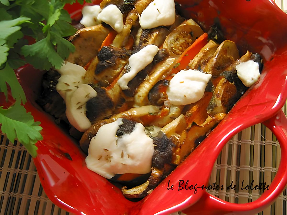 recette Tian aubergines et carottes, cumin, miel et cannelle