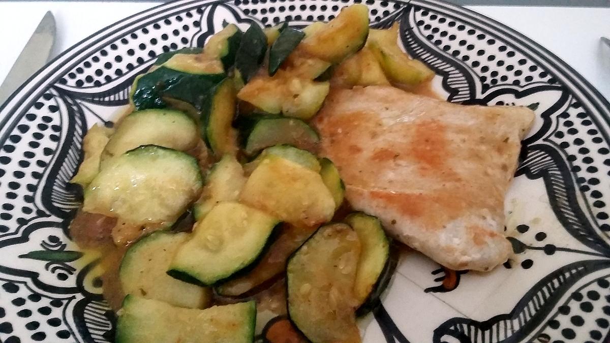 recette Courgettes sauce échalotes miel et dinde